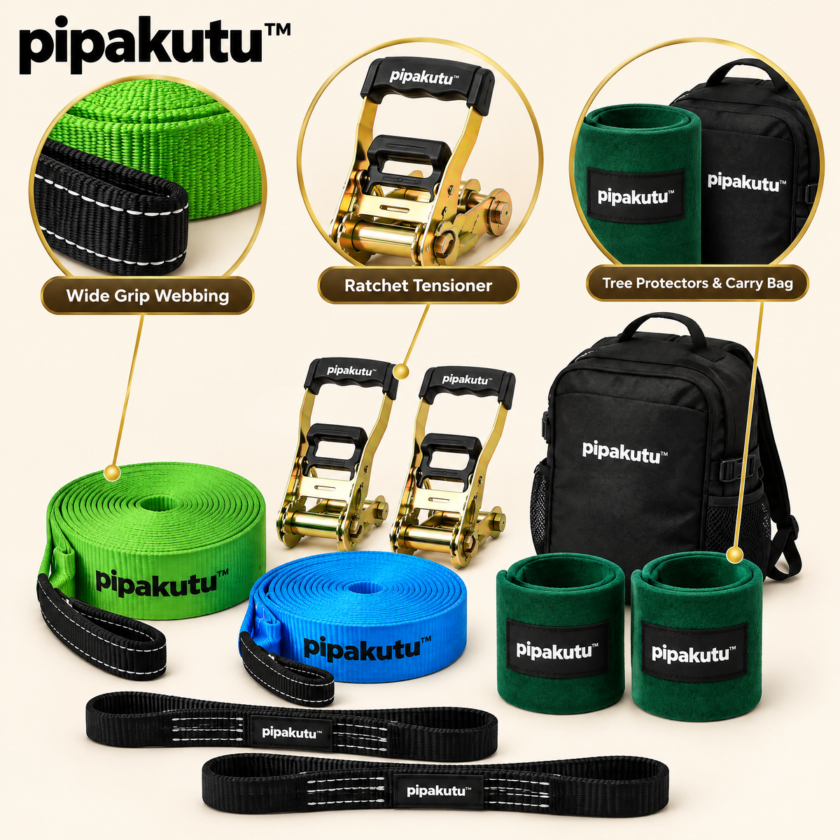 pipakutu™ BalanceTrail Slackline Set