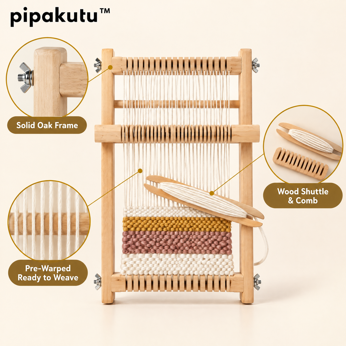 pipakutu™ ThreadNest Mini Weaving Loom